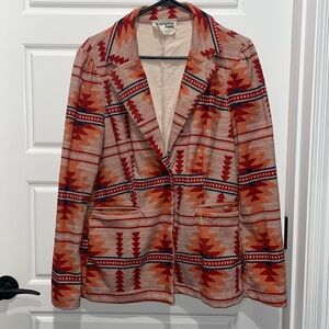 Savanna Jane New Southwestern Aztec One Button Soft Blazer Corduroy Jacket